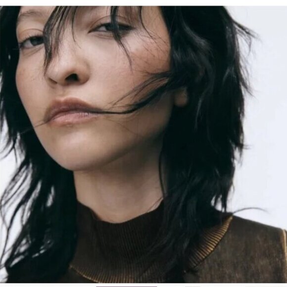 Zara Distressrd-Effect Knit Mock Turtleneck Dress Size Small - Picture 3 of 8